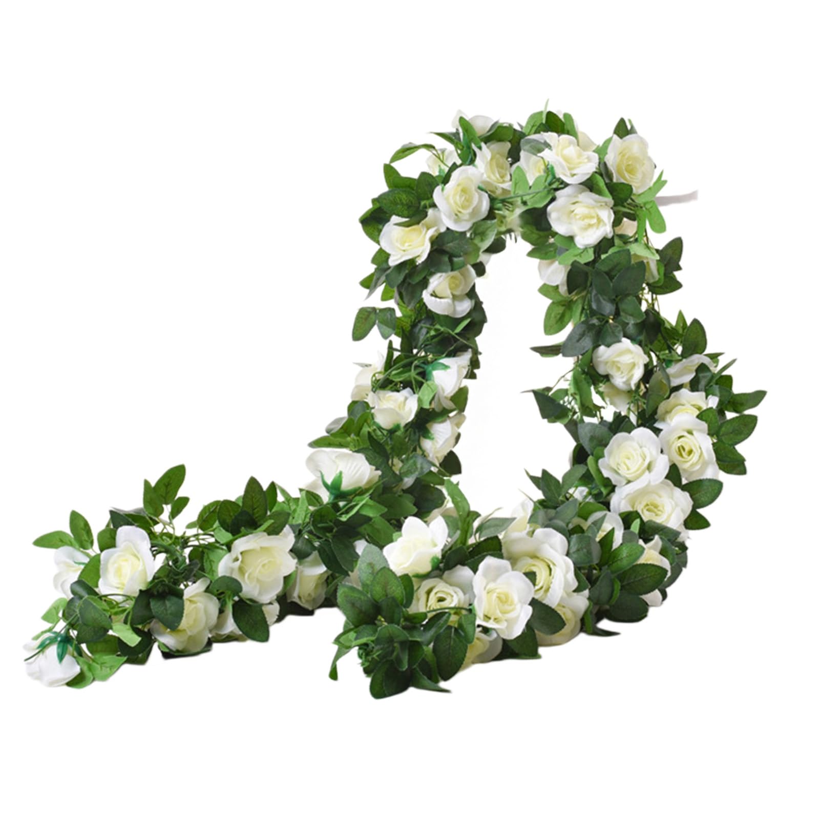 Pasisuu Artificial Flower Garland – Lifelike Rose Vine with Simulation Flowers, No Maintenance Realistic Faux Flower for Home Decoration White