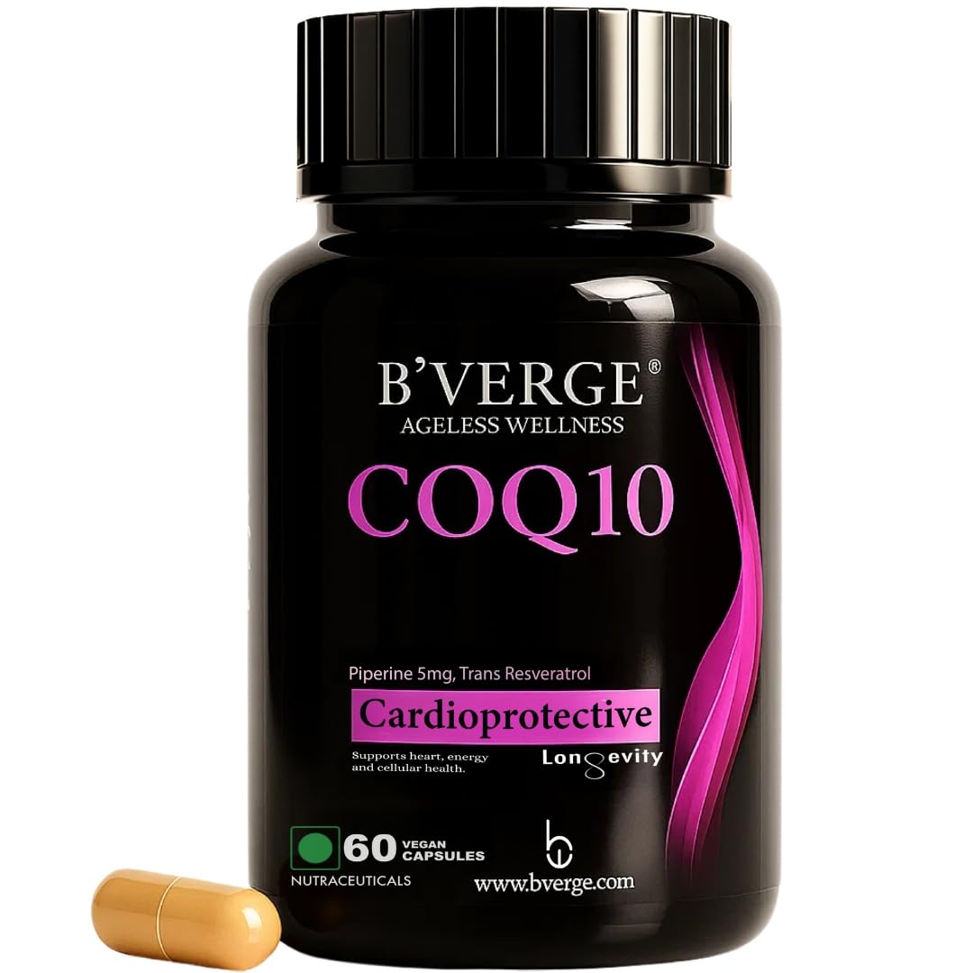 B'Verge® COQ10 supplement (Ubiquinone 99%) 200mg with Resveratrol + Piperine 95% | Superior Absorption, Supplement for Heart Health and Energy Metabolism | (60 Capsules)-image-10