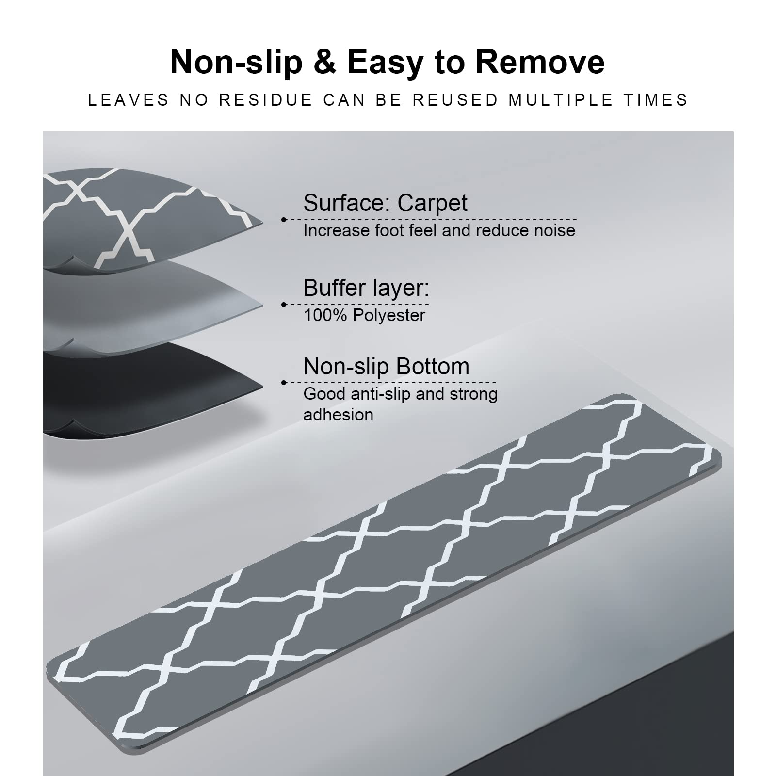 Non-Slip Stair Treads for Wooden Steps Stair Treads Carpet Indoor, 15 pcs 8 * 30 inch, Rubber Backing Repeated Use No Glue Quick-Dry Machine Washable, for Baby Pets, Grey Plaid