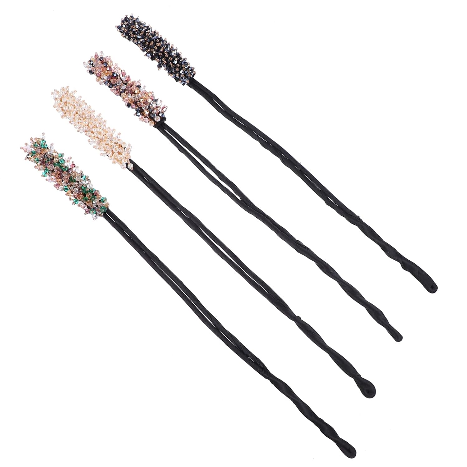 4pcs Hair Accessories for Women Rhinestone Bun Shaper Bun Maker for Long Hair Styling Tool