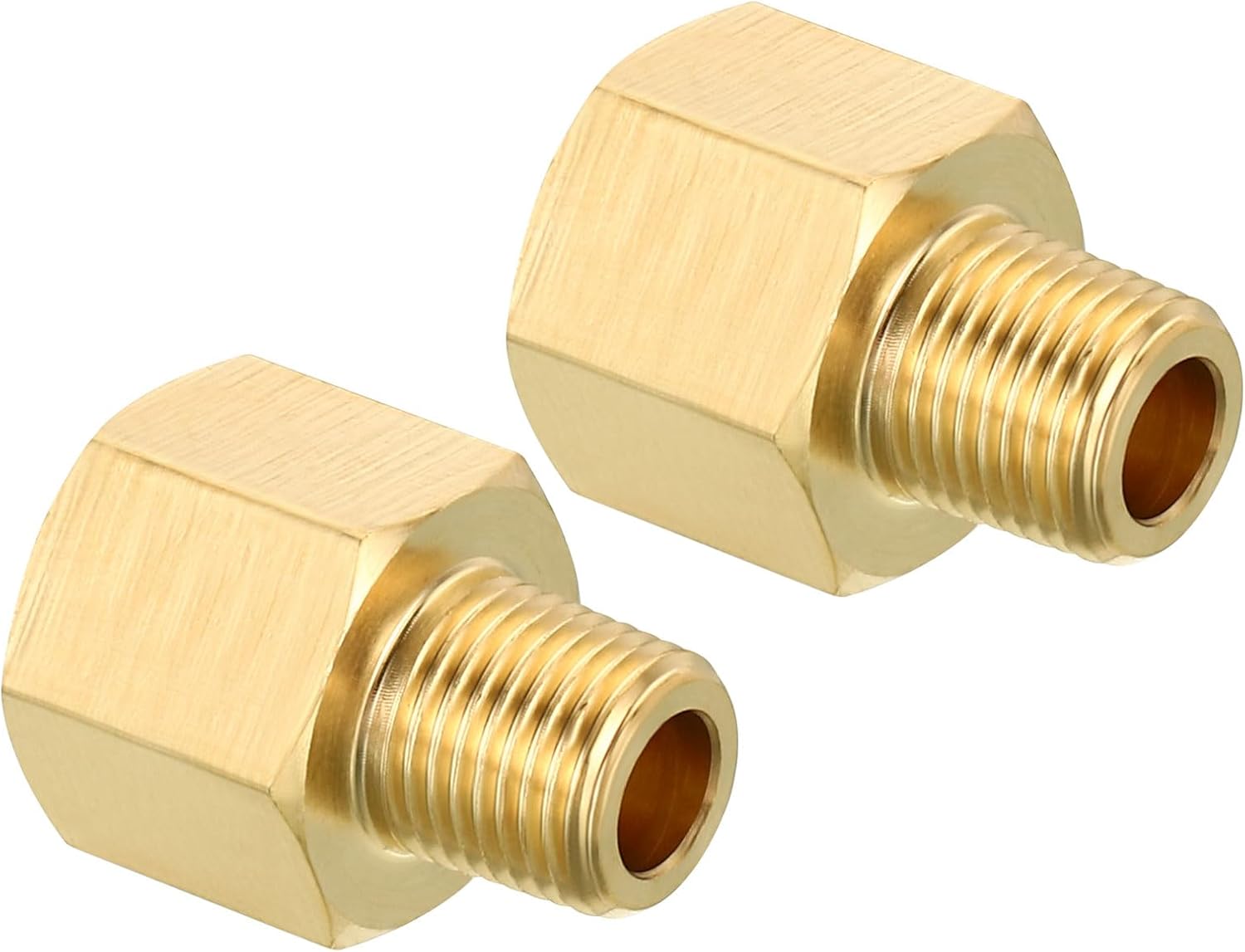 uxcell 1/8 NPT Male x 1/4 NPT Female Brass Pipe Fitting Hex Reducer Adaptor for Water Gas Transfer (2 Pieces, 1/8 NPT x 1/4 NPT)