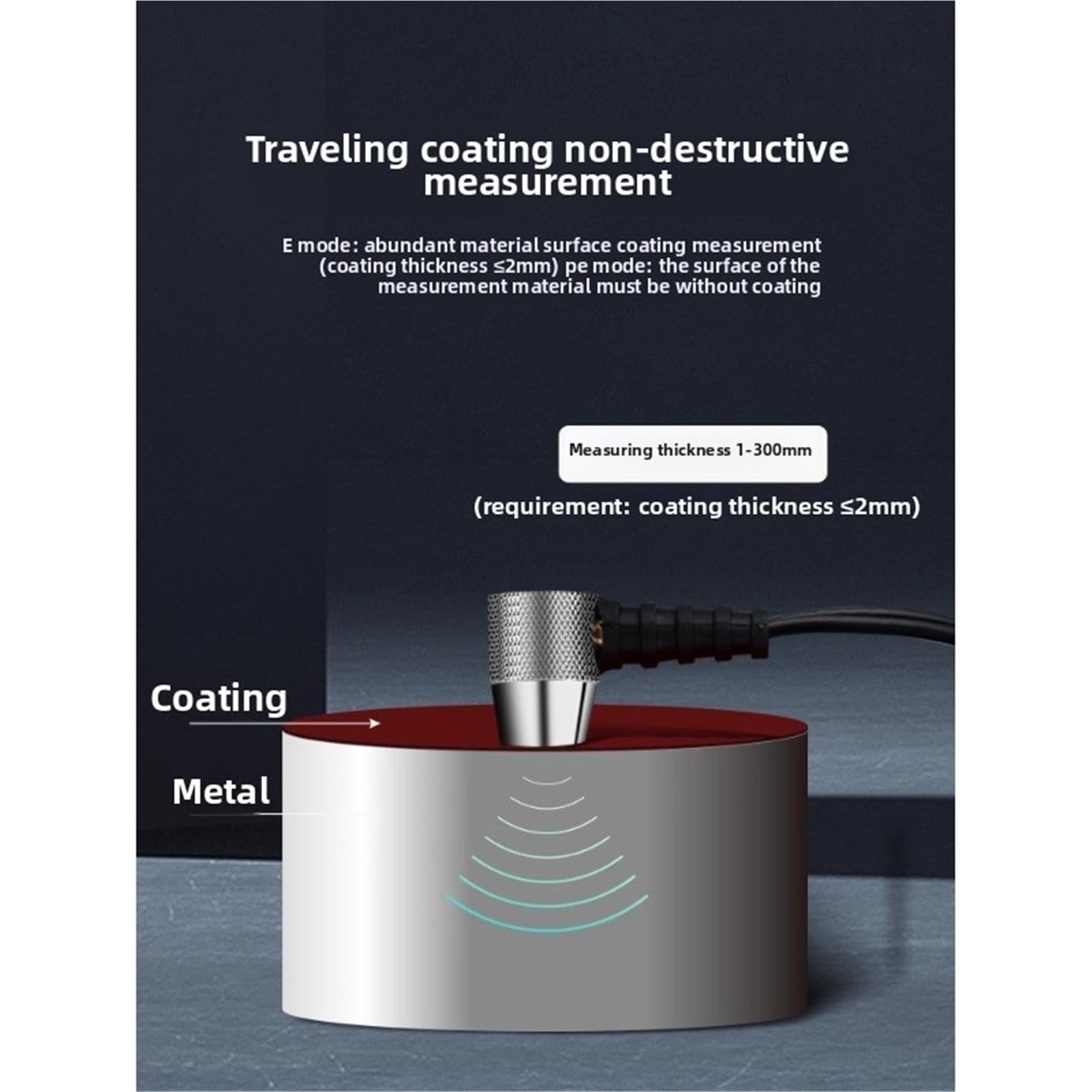 Medidor de Espesor Medidor de espesor por ultrasonido alta precisión, medidor Metal/s/plástico con pantalla digital, pruebas industriales no destructivas