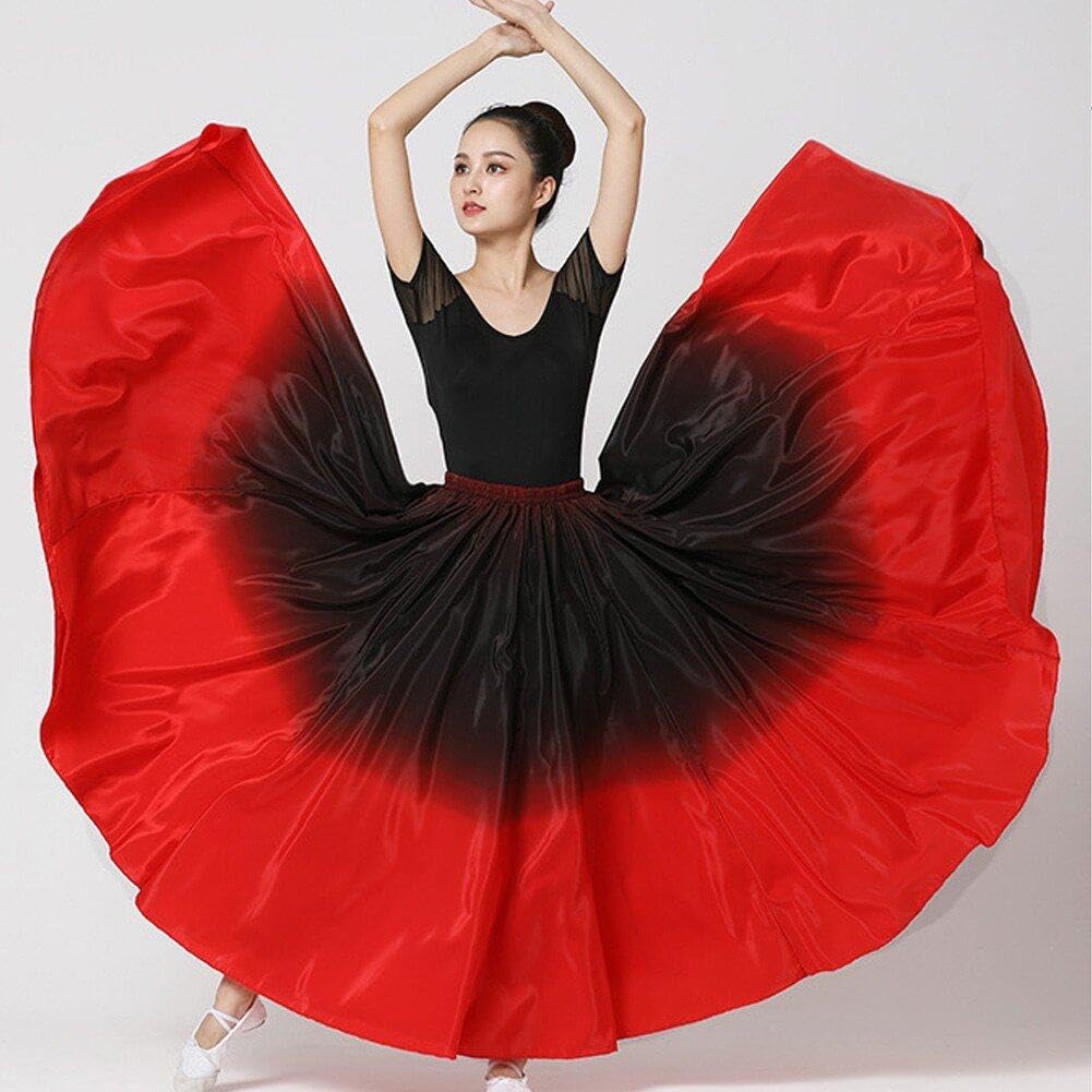 Costume Flamenco Rosso Nero per Adulti Gonna Ballo Spagnola Pratica Sala Ballo Abito di Flamenco Spagnolo per