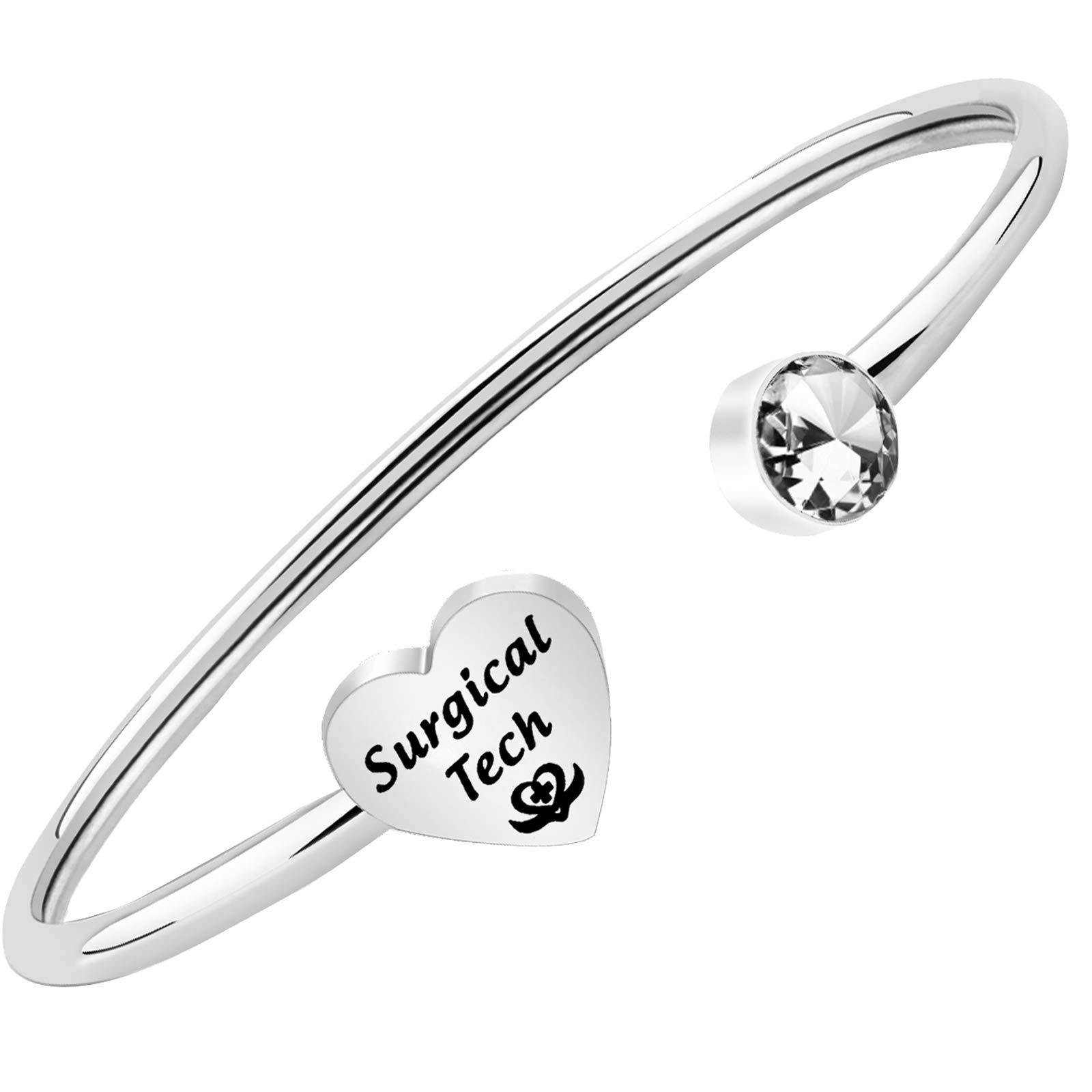 BEKECHSurgical Technologist Gift Surgical Tech Keychain with Caduceus Charm Surgery Tech Jewelry for Surgical Nurse Doctor Medical Student