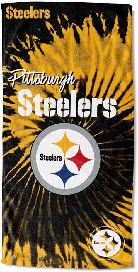 Image of Northwest NFL Pittsburgh Steelers Unisex-Adult Beach Towel, 30 inch x 60 inch, Psychedelic (Pack of 6)