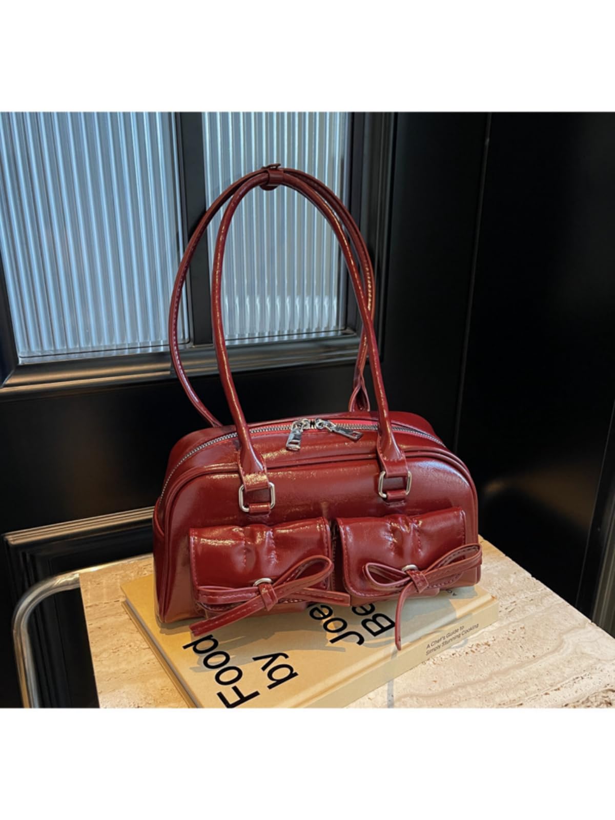 Bolso de mano retro de mariposa para mujer, de piel sintética, con asa para axilas, bolso de hombro Y2K