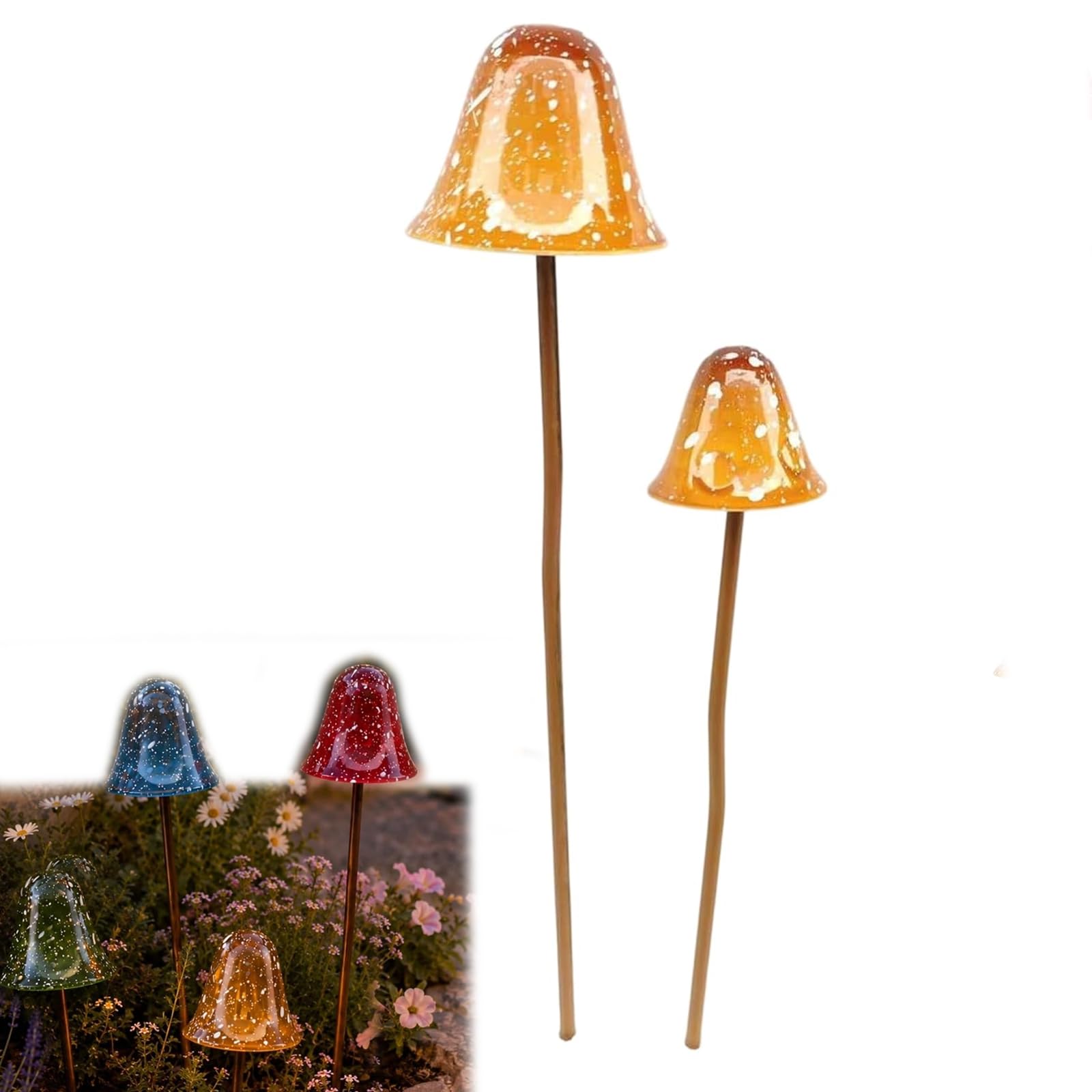 Metal Mushroom Stakes Fairy-Garden Outdoor Decor, Mushroom Statue Art (D#)