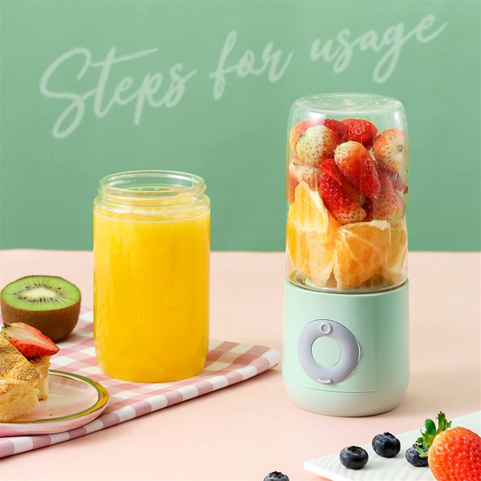DieffematicJBJ Blender Portable Juicers USB Rechargeable Mixer Fruit Smoothie Blender Electric Juice Food Processor Mini Fruit Mixer Squeezer