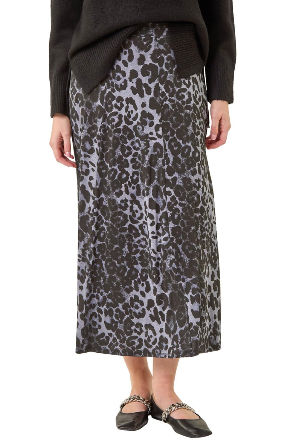 Roman - Women's Midi Skirt - Stretch - Charcoal - Size 18