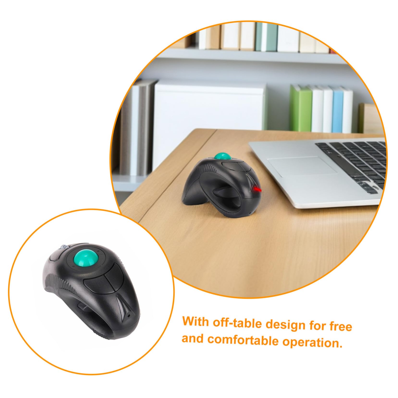 PartyKindom Ratón Inalámbrico de Mano Trackball, Control Pulgar, Puerto USB y Diseño Portátil para Laptop