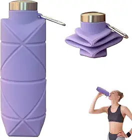 Garrafa De Água Portátil Dobrável De Silicone De 700 Ml, Leve e Reutilizável, à Prova De Vazamentos, Adequada Para Viagens, Acampamentos, Caminhadas, Ciclismo, Ioga e Esportes Ao Ar Livre (Roxo)