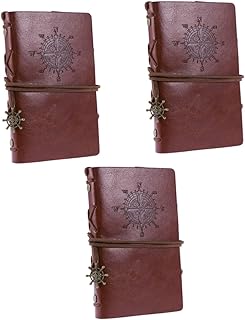 Ciieeo 3 Peças Caderno De Viagem Caderno De Viajantes Calendário Caderno De Viajantes Diário Rústico Caderno De Couro Caderno Diário Cadernos E Diários Capa De Couro À Moda Antiga Homem