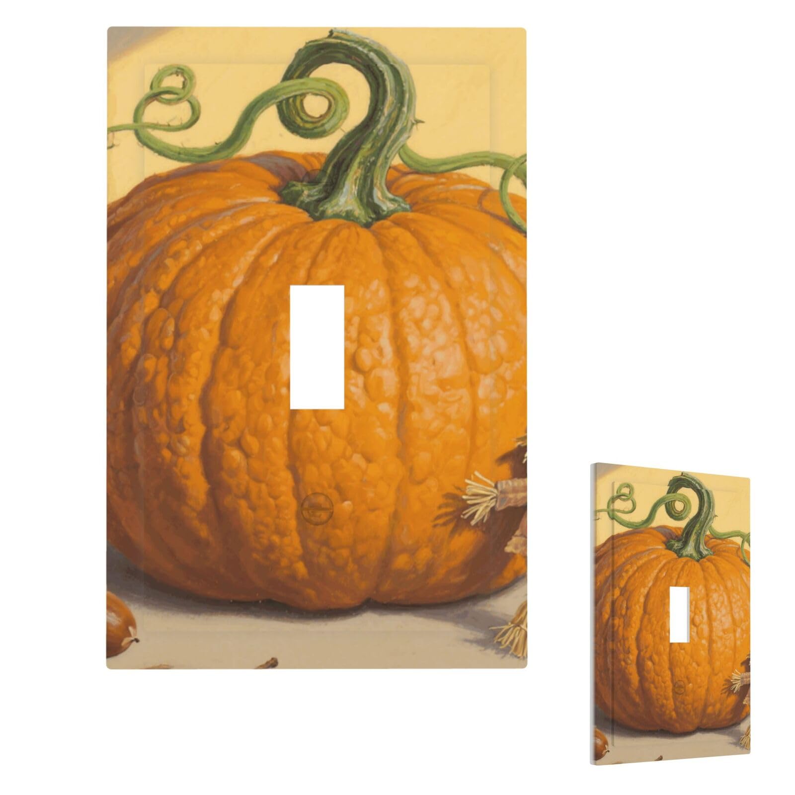 Fekiloot Single Toggle Pumpkin Wall Plate Cover Modern Decorative 1 Gang Light Switch Cover Unbreakable Receptacle Outlet Covers For Living Room Bedroom Home Decor