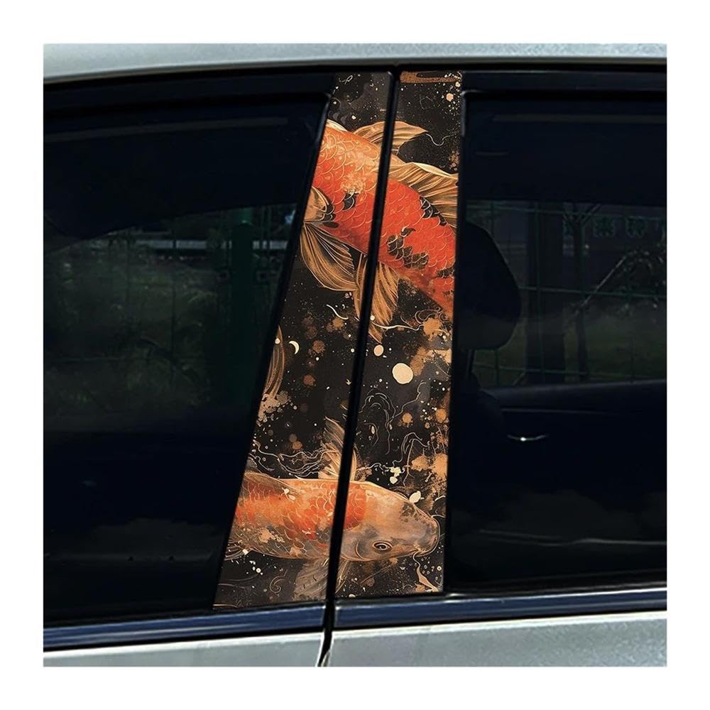 Body Parts 2PCS Auto Center Column Decals Graffiti Koi Carp Tiger Dragon Car B Pillar Sticker Waterproof(H)