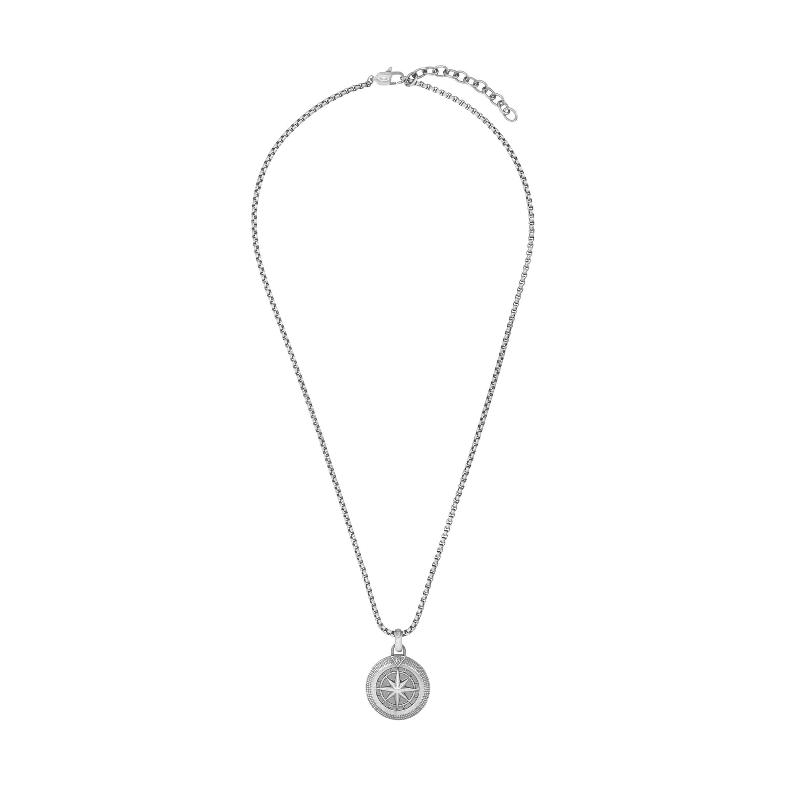 Tom Tailor Kette mit Anhänger für Herren, Edelstahl, 50+5 cm, grau, Kompass-Anhänger, Geschenkidee, Halsschmuck, Herrenschmuck, 2100686