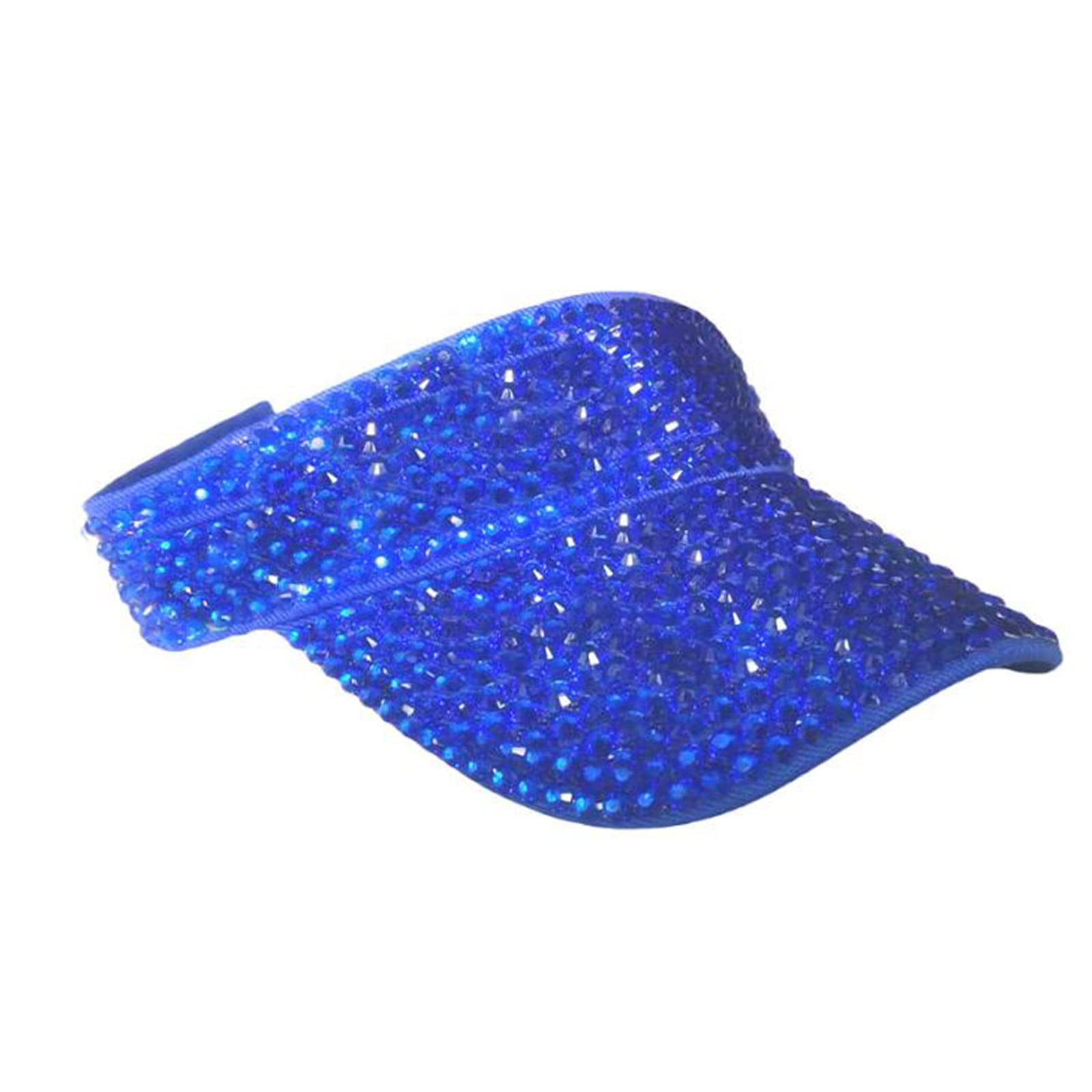 HYLWorld Fancy Colored Diamond Top Cap Shiny Rhinestones Sport Sun Visor Cap Adjustable Cap for Women and Men