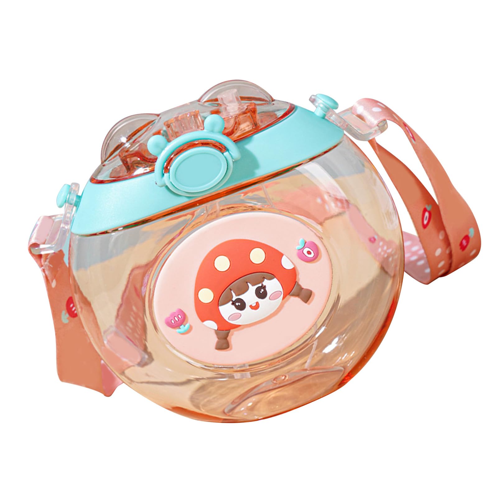 Ejoyous Donut Shaped Water Bottle, Plastic Kids Straw Cup Portable Cartoon Design Lightweight 300g Child Friendly Drinking Bottle for School Outdoor Travel (Green)