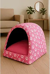 Cama Iglu para Cachorro e Gato em Tecido Oxford com Zíper Lavável – Casinha Pet Confortável e Aconchegante(Rosa,M)