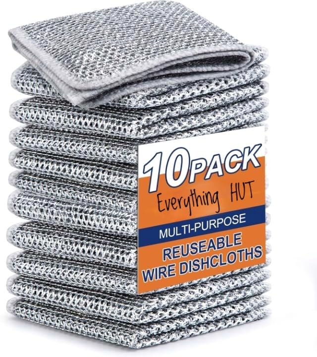 See full amazon price history chart for Everything HUT Non-Scratch Wire Dishcloth & Gaps, Multipurpose Wire Dishwashing Rags for Wet and Dry, Easy Rinsing, Reusable, Wire Cleaning Cloth for Kitchen, Sinks - 10 cm x 12 cm (10 PACK) Everything HUT Non-Scratch Wire Dishcloth & Gaps, Multipurpose Wire Dishwashing Rags for Wet and Dry, Easy Rinsing, Reusable, Wire Cleaning Cloth for Kitchen, Sinks - 10 cm x 12 cm (10 PACK) (B0D6WG8L5C) Amazon Price History, Amazon Price Tracker