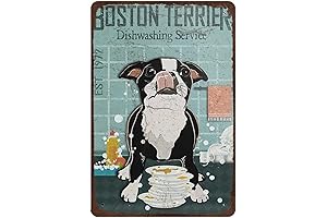 Boston Terrier Retro Dishwashing Service Metal Tin Sign