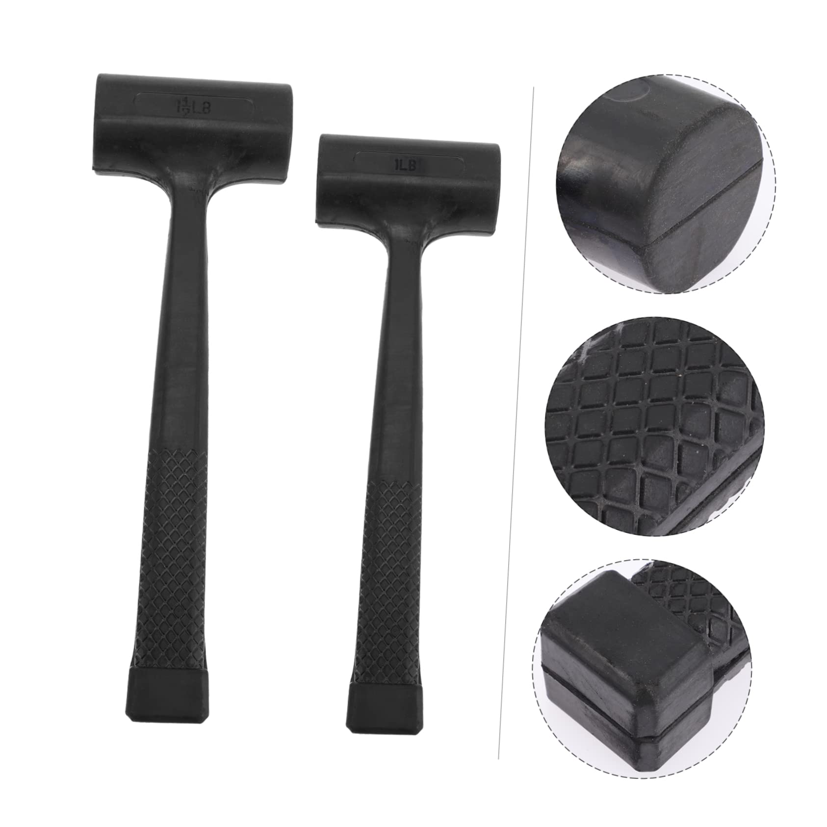 Mikikit 2sets Woodworking Mallets Non-slip Hammers Tile Hammers Elasticity Professional Construction 2pcs*2