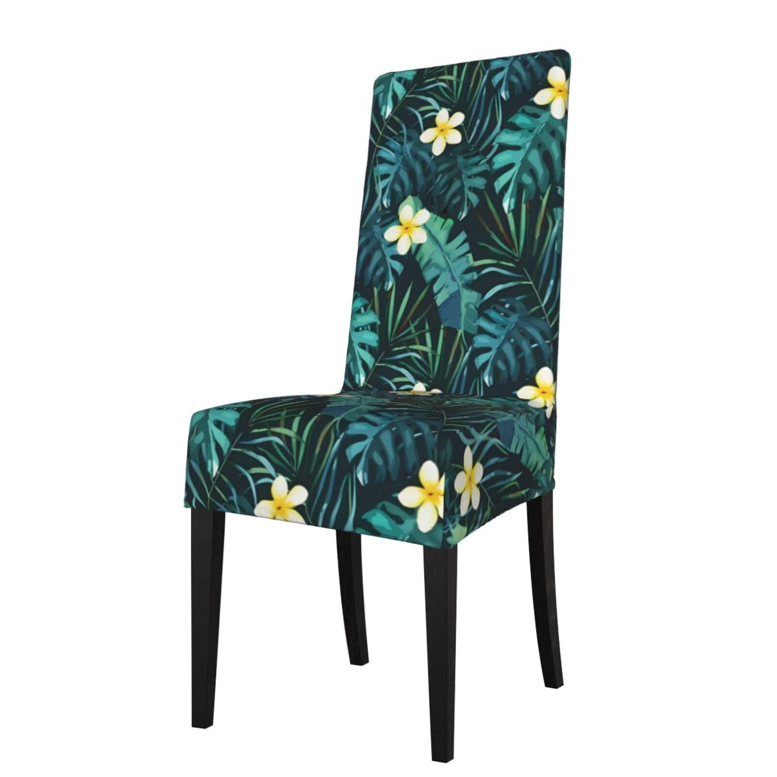 HJFCZH Hawaiian Prints Dining Chair Throw Covers – Stretchable Polyester-Spandex Fabric for Elegant Home & Event Decor - Universal Fit & Easy Care