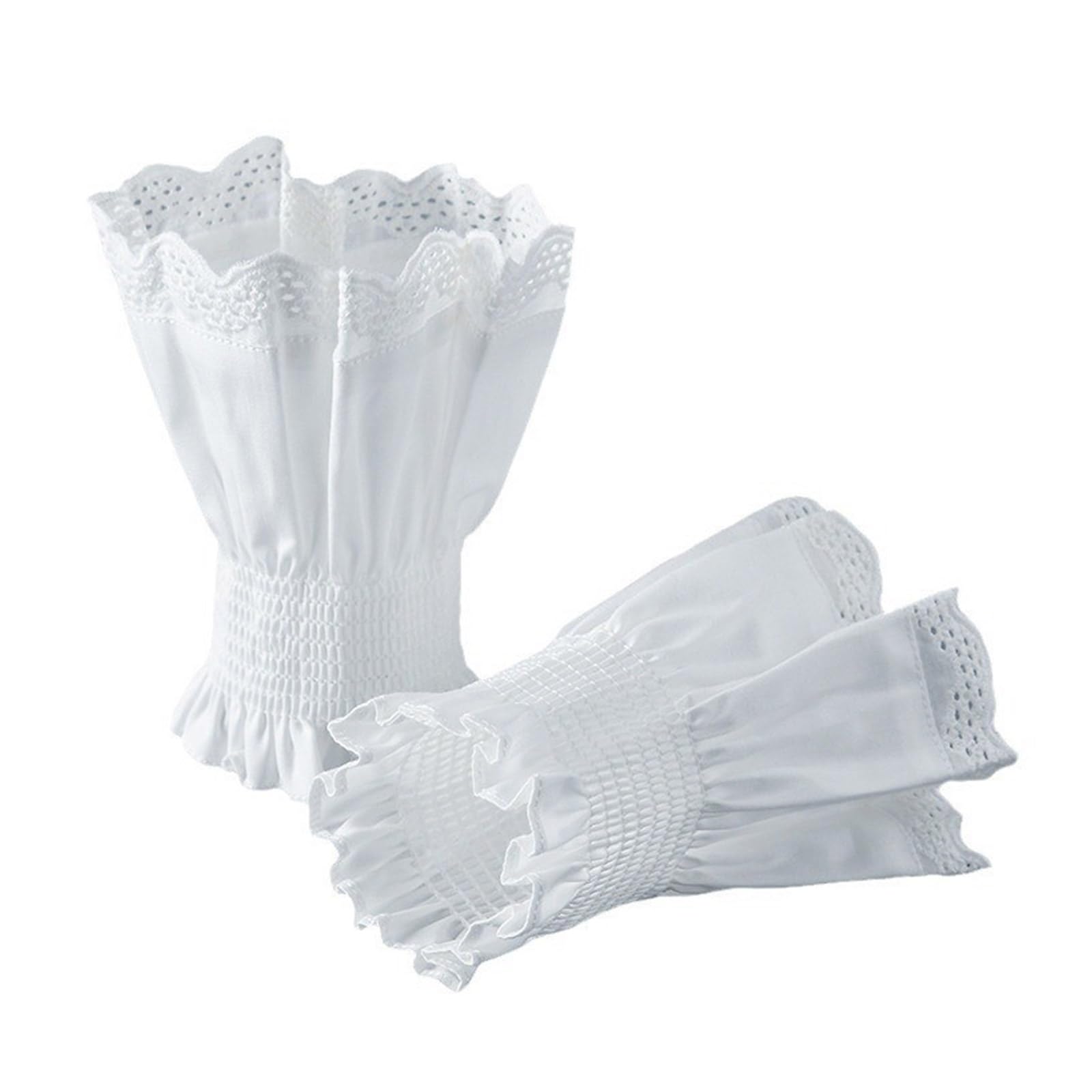 Polsini da polso per camicie maglione pizzo manica finta ornamento svasato increspato maniche svasate svasate polsini falsi polsi.Bianco