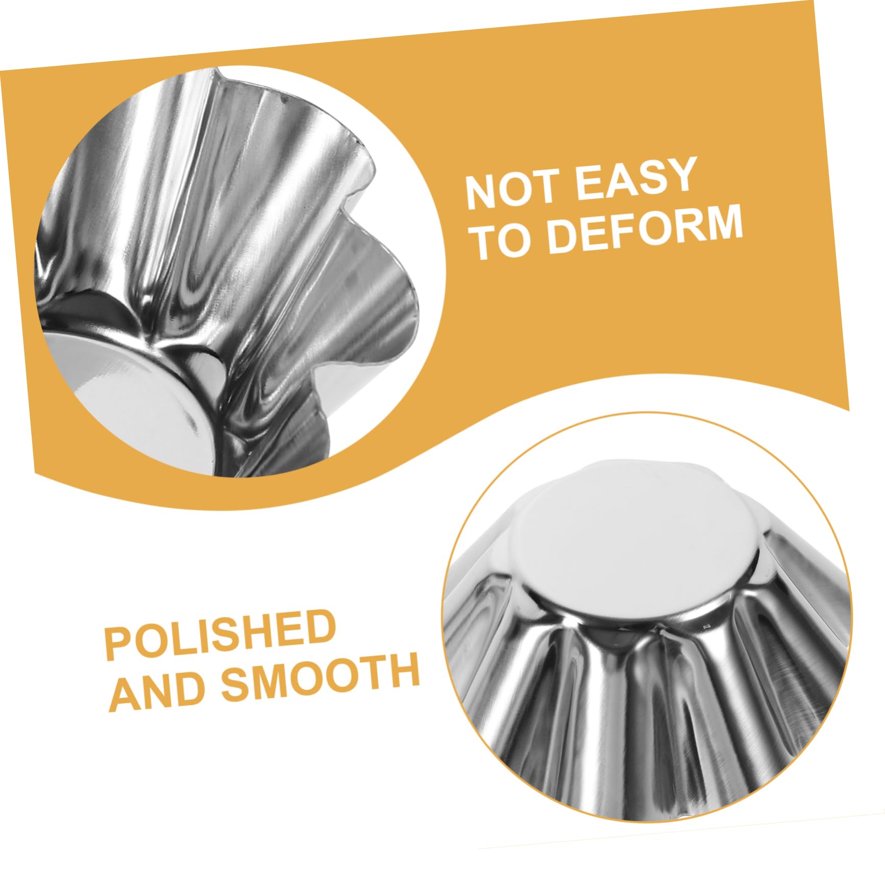 BEBEMOKO 12pcs Non-stick Stainless Steel Flower Tart Pans for Baking Reusable Cupcake Muffin Molds for Desserts Tarts and Parties Kitchen