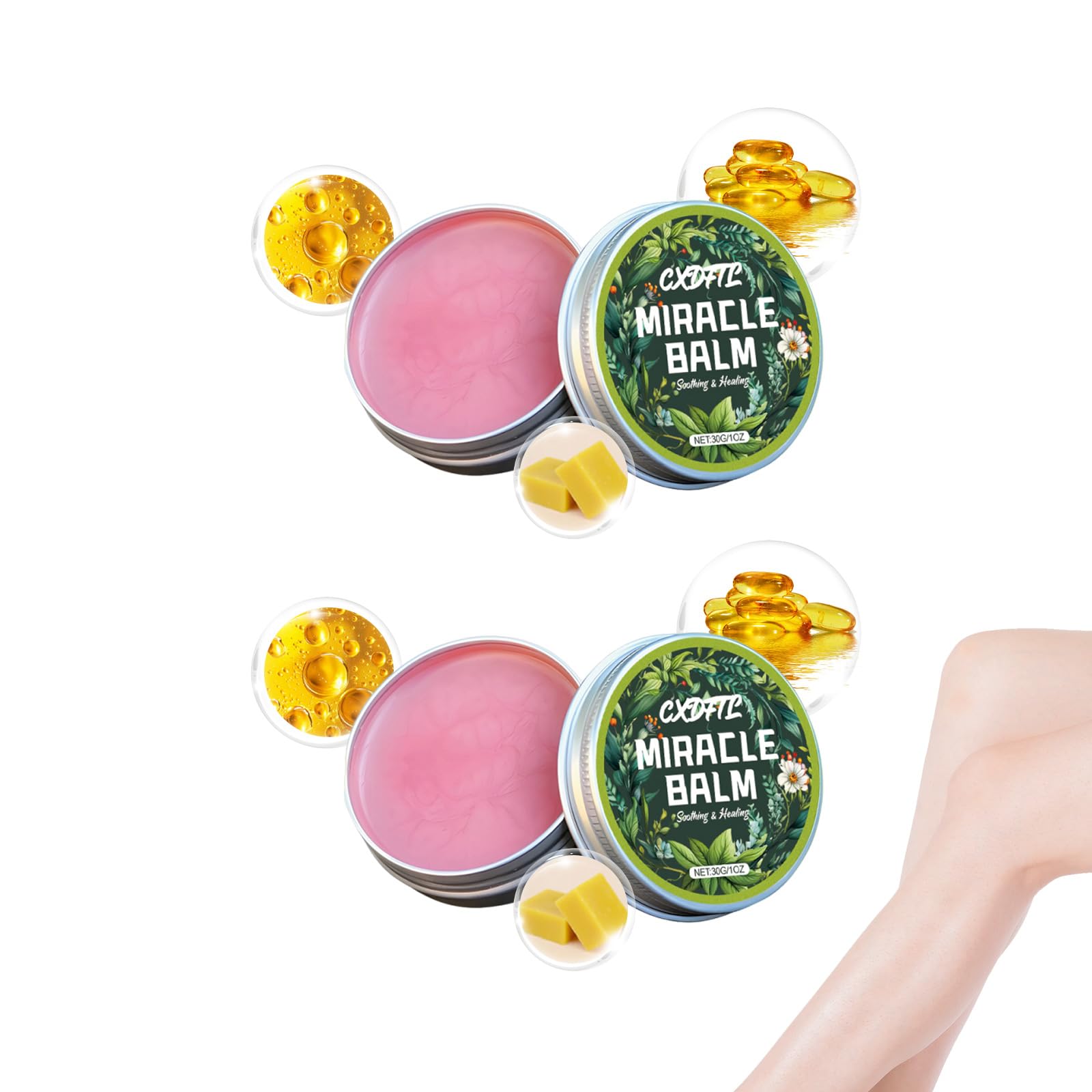Miracle Balm, 2 Pack Natural Ingredients, Relaxed and Comfortable, Balm for Legs, Arms, Back