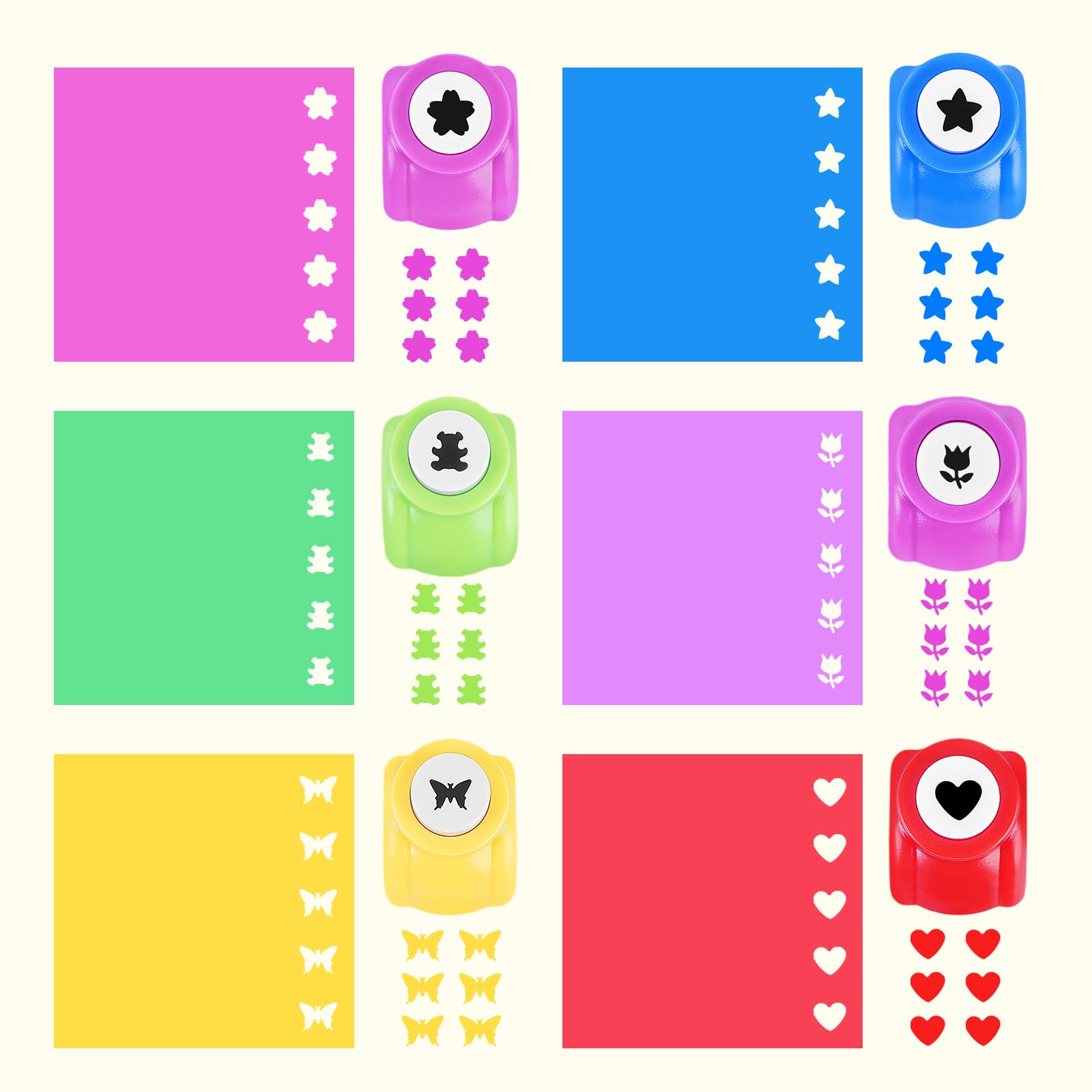 UCEC 42 Pack Craft Scissors Decorative Edge, Hole Punch Shapes Craft, Cardstock Paper for DIY Art, Crafts, Scrapbook, Card Making, School Supplies