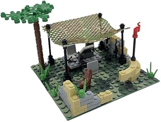 WW2 Military Architecture Building Blocks, Medieval Jungle Military Scene Series Battalion Command Model for Minifigures Soldiers, DIY Construction Toy Compatible with Lego