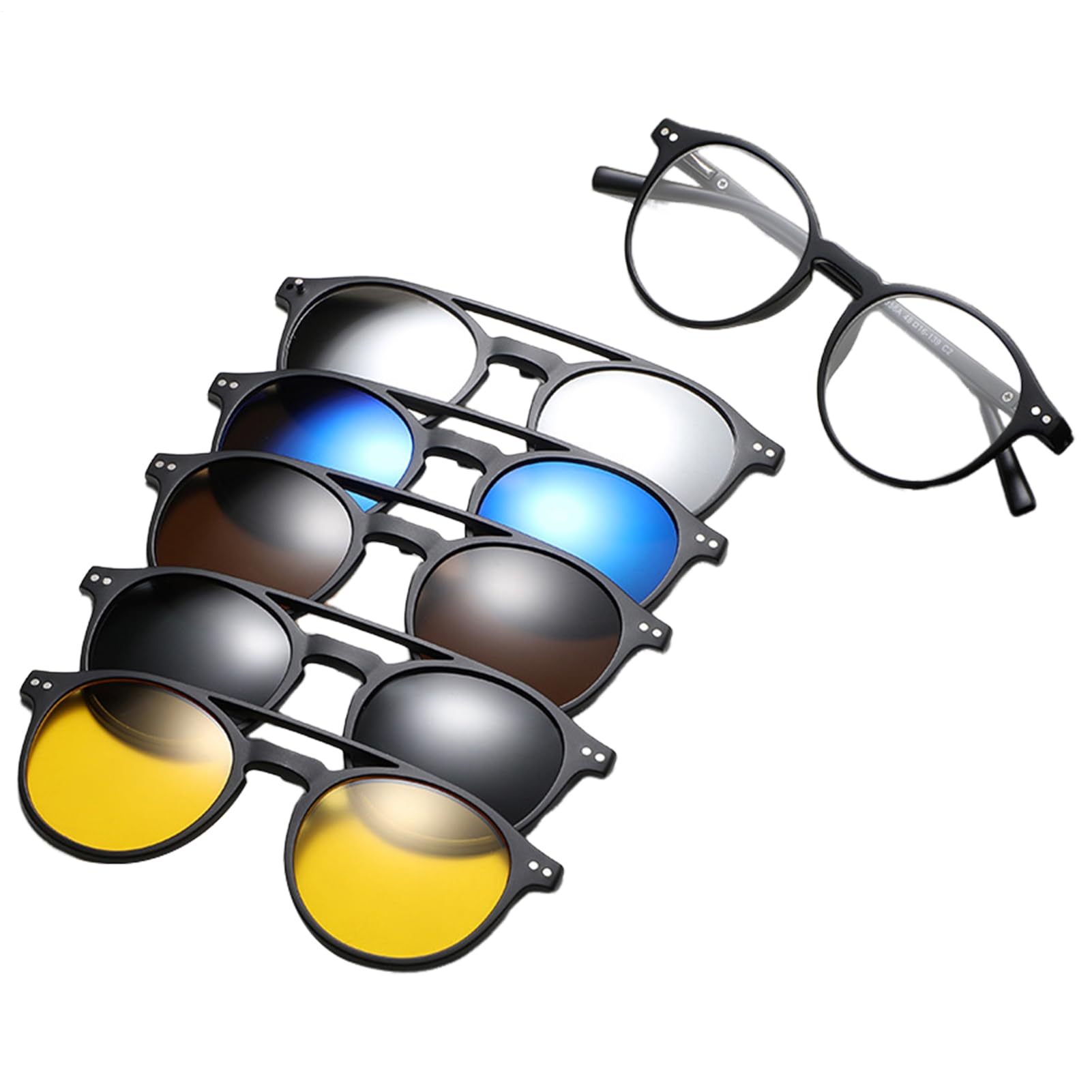 Occhiali da sole magnetici da donna – Occhiali da sole magnetici – Eyewear con clip magnetiche retrò – Occhiali anti-cancellazione di propulsione magnetica Polate Protection, argento, Se référer au