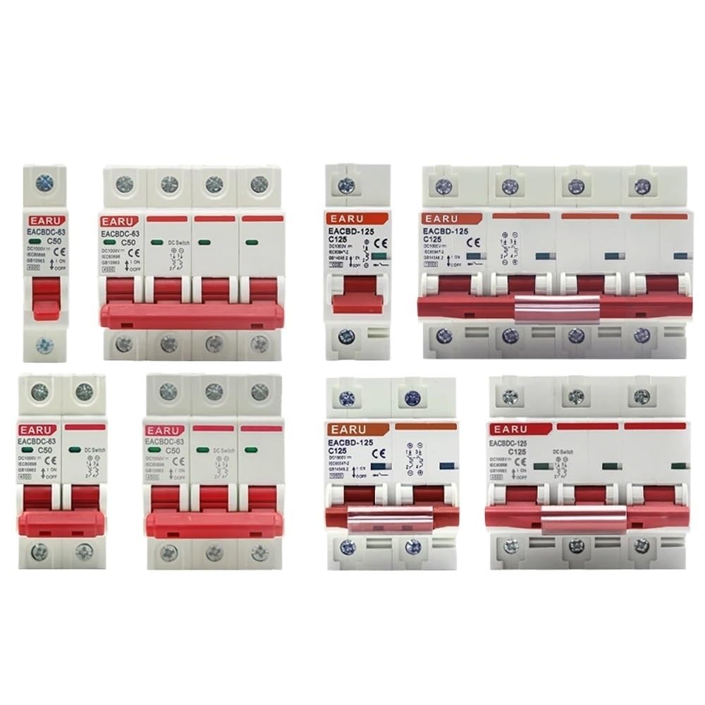 Salvavita Riarmo Automatico Interruttore di protezione da sovraccarico for mini circuito solare DC 1000V 1P 2P 3P 4P 6A~63A/80A 100A 125A MCB for sistema fotovoltaico FV Differenziale Riarmo Automatic