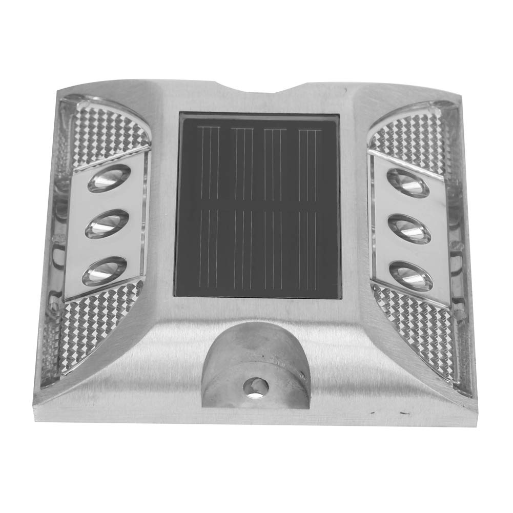 Luces de Marcador de Tierra LED de Energía Solar Lámpara de Carretera Al Aire Libre Impermeable Duradera para Entrada 4.1x4.1in Amarillo (WHITE)