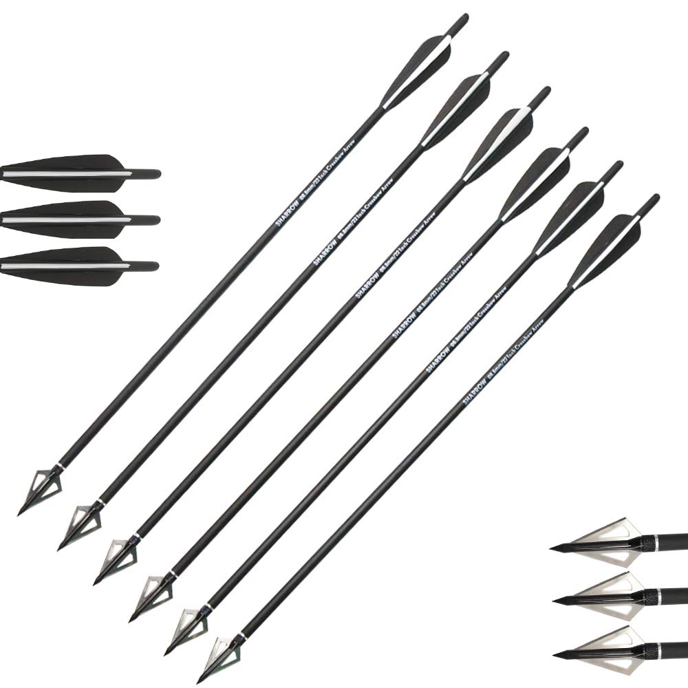 12Pcs Flèches d'arbalète en Carbone 20 Pouces 22 Pouces De Carbone Flèches De Rechange Pratique De Cible De Broadhead