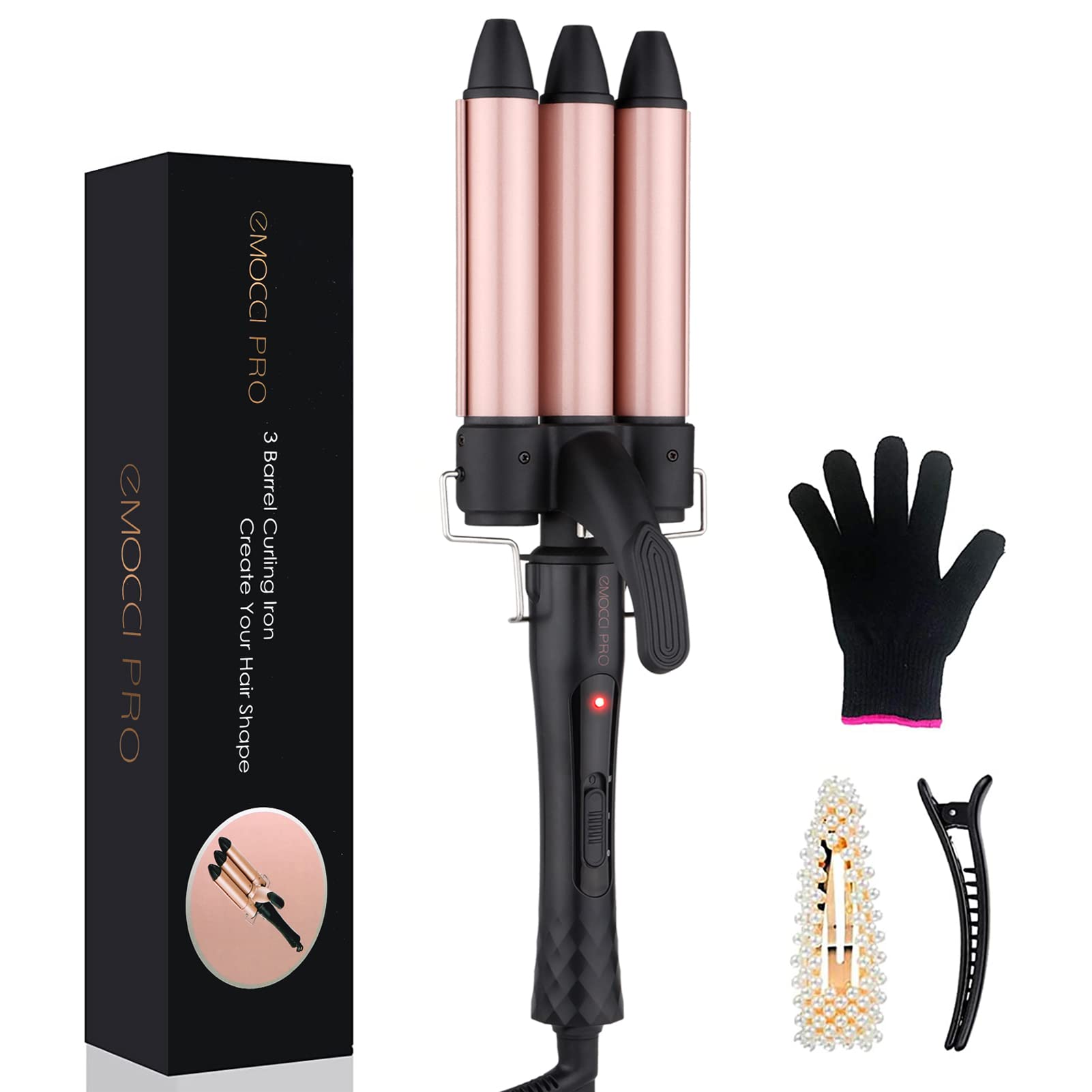 3 Têtes Boucleur a Cheveux 25mm Boucleur 3 Tete Fer a Boucler Convient aux Cheveux longs et Courts