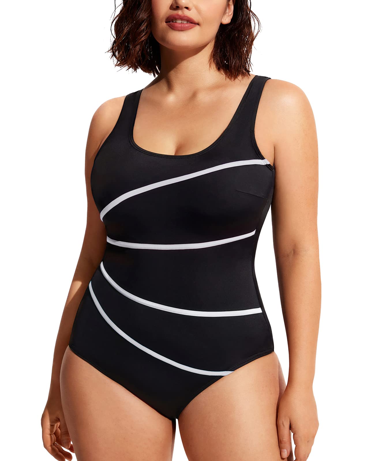 DELIMIRA Maillot de Bain Femme 1 Piece Grande Taille | Gainant , Intégré