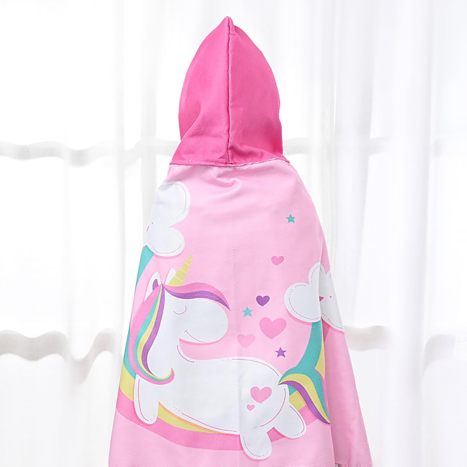 MOUNDHONG Kids Hooded Beach Towel, Microfiber, 24x50 Inch, Rainbow Unicorn