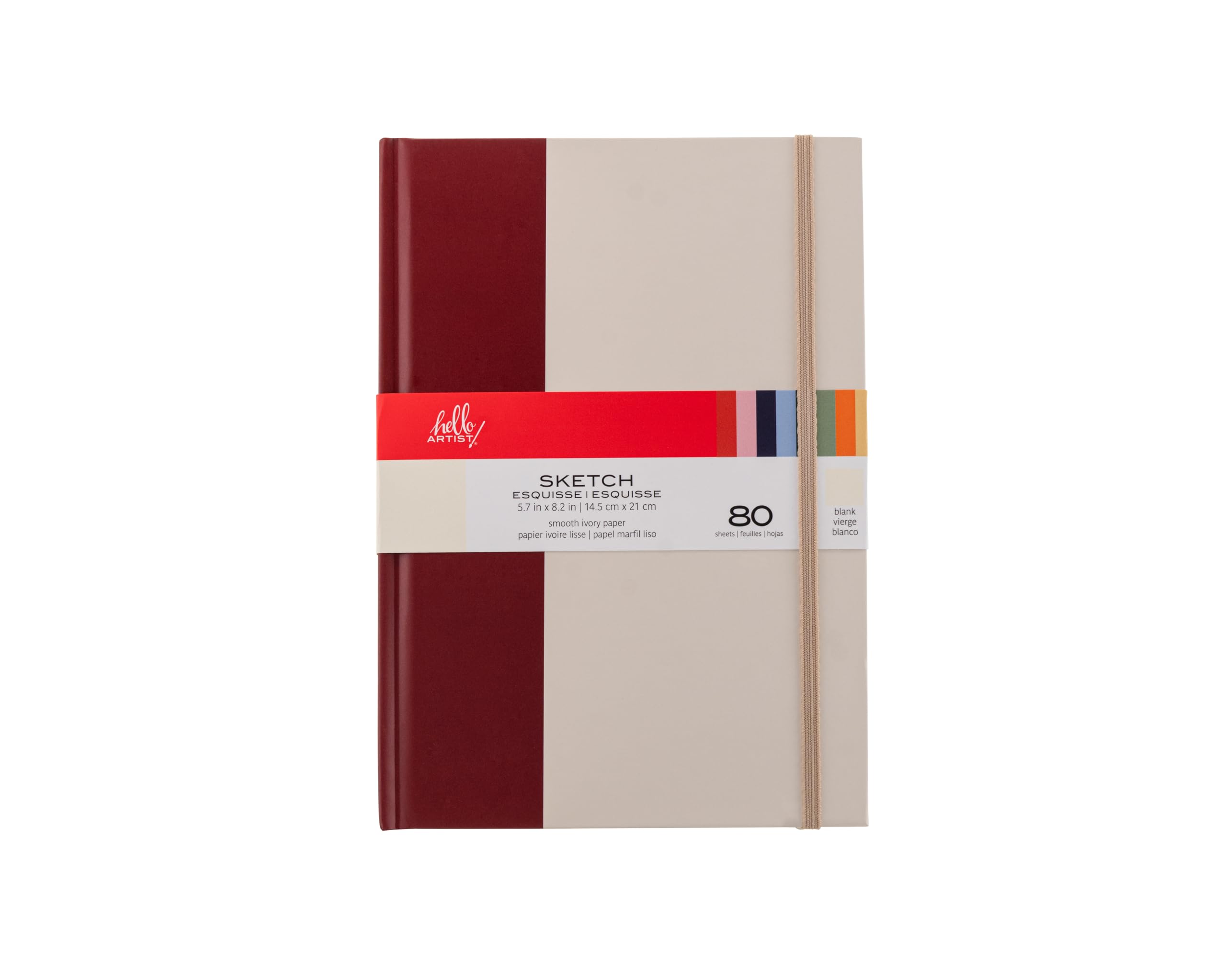 Hello, Artist! Hardbound Sketch Book, A5, 5.7" x 8.2", Artist, Drawing, Book, Paper, Painting, 80 Sheets, 110gsm, Sketch Book for Students, Adults, Beginners, Suitable for Any Dry Media