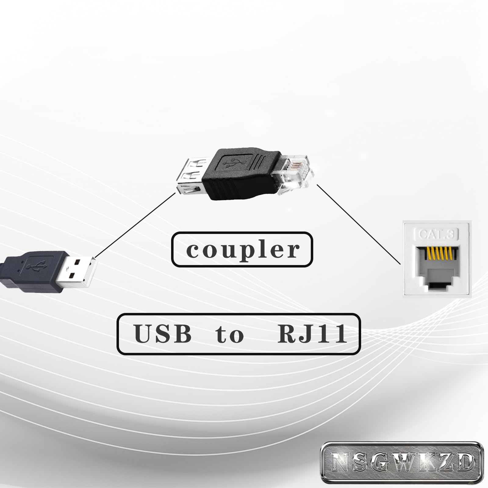 QIANRENON RJ11 To USB Adapter – Convert Phone Jack To USB For Modems, Fax Machines & Testing (2-Pack)