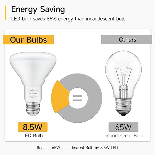 Miniatura 5 de SHINESTAR Paquete de 12 bombillas LED BR30 equivalentes a 65 W, bombillas empotrables, luz blanca cálida de 2700 K, regulable, 650 LM, base E26