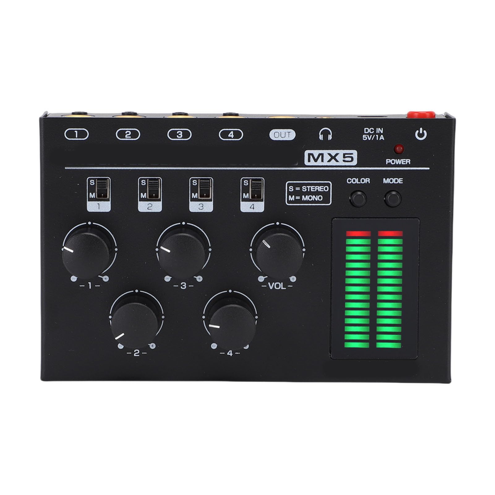 Asixxsix Profesjonalny Mikser Audio, Tryb stereo/kanał Mono Kontrolera Dźwięku DJ Mini Mikser, 4 -kanałowe Miksery Dźwiękowe do PC CD Odtwarzacz Przedwzmacniacza Słuchawki