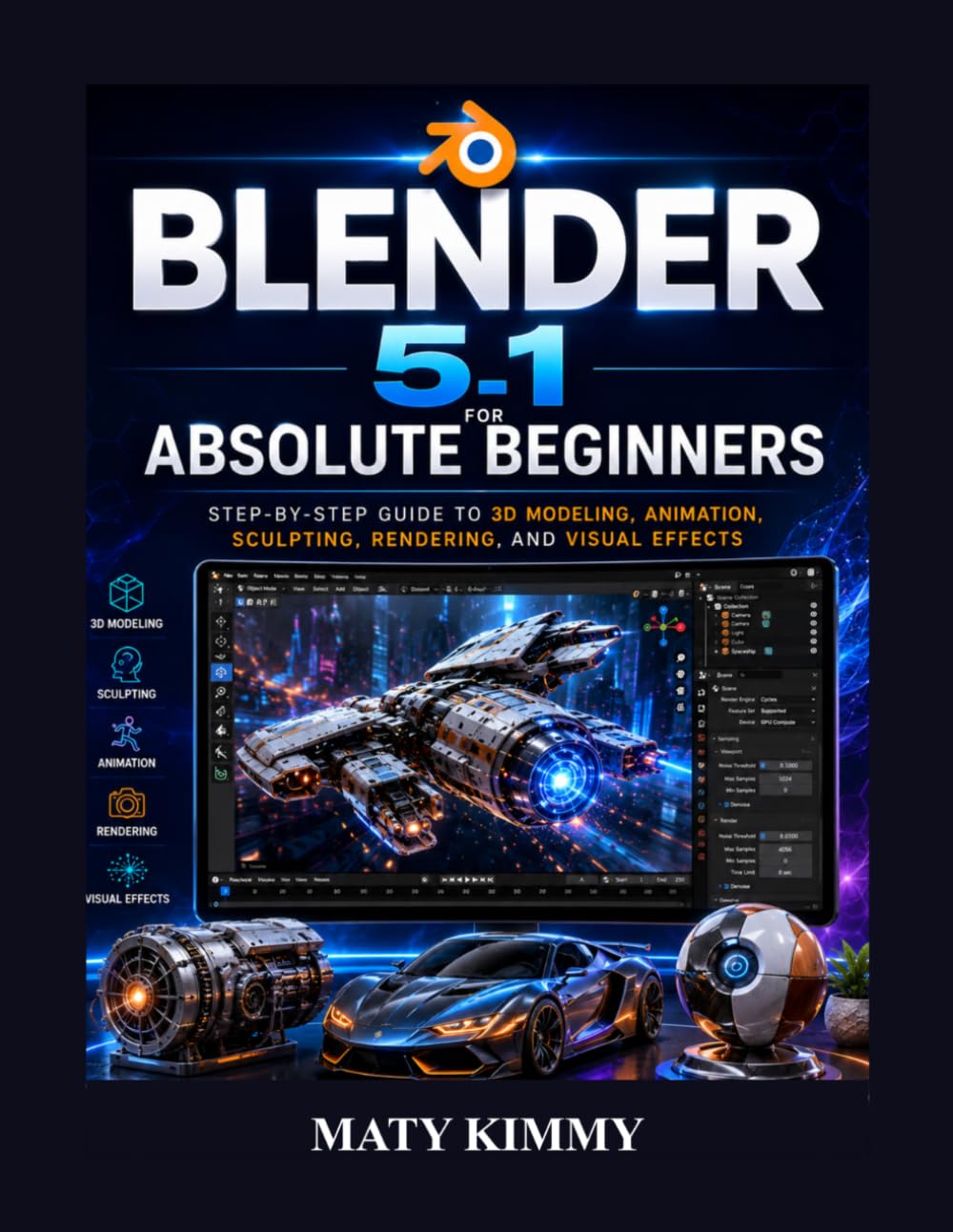 Blender 5.1 For Absolute Beginners: Step-by-Step Guide to 3D Modeling, Animation, Sculpting, Rendering, and Visual Effects