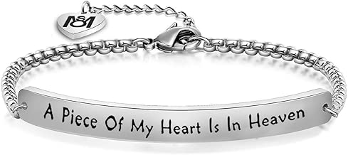 MYOSPARK A Piece of My Heart is in Heaven Memorial Bracelet Hand Stamped Bracelet Loss Memorial Gift - coolthings.us