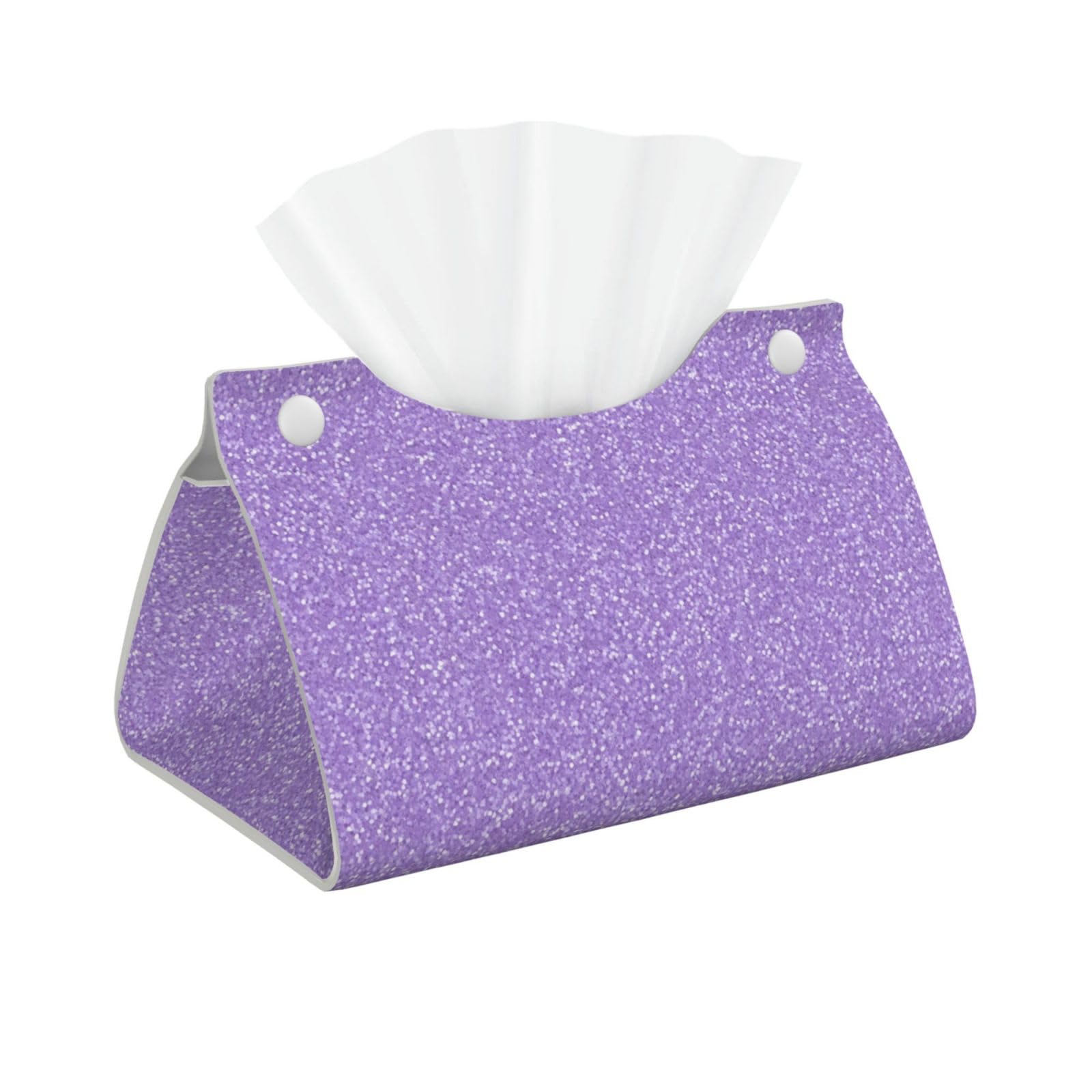 Glittery Texture in Lavender Tissue Box Cover Rectangle Pu Leather Tissue Box Holder for Car Bathroom Bedroom Desk Tabletop Decor