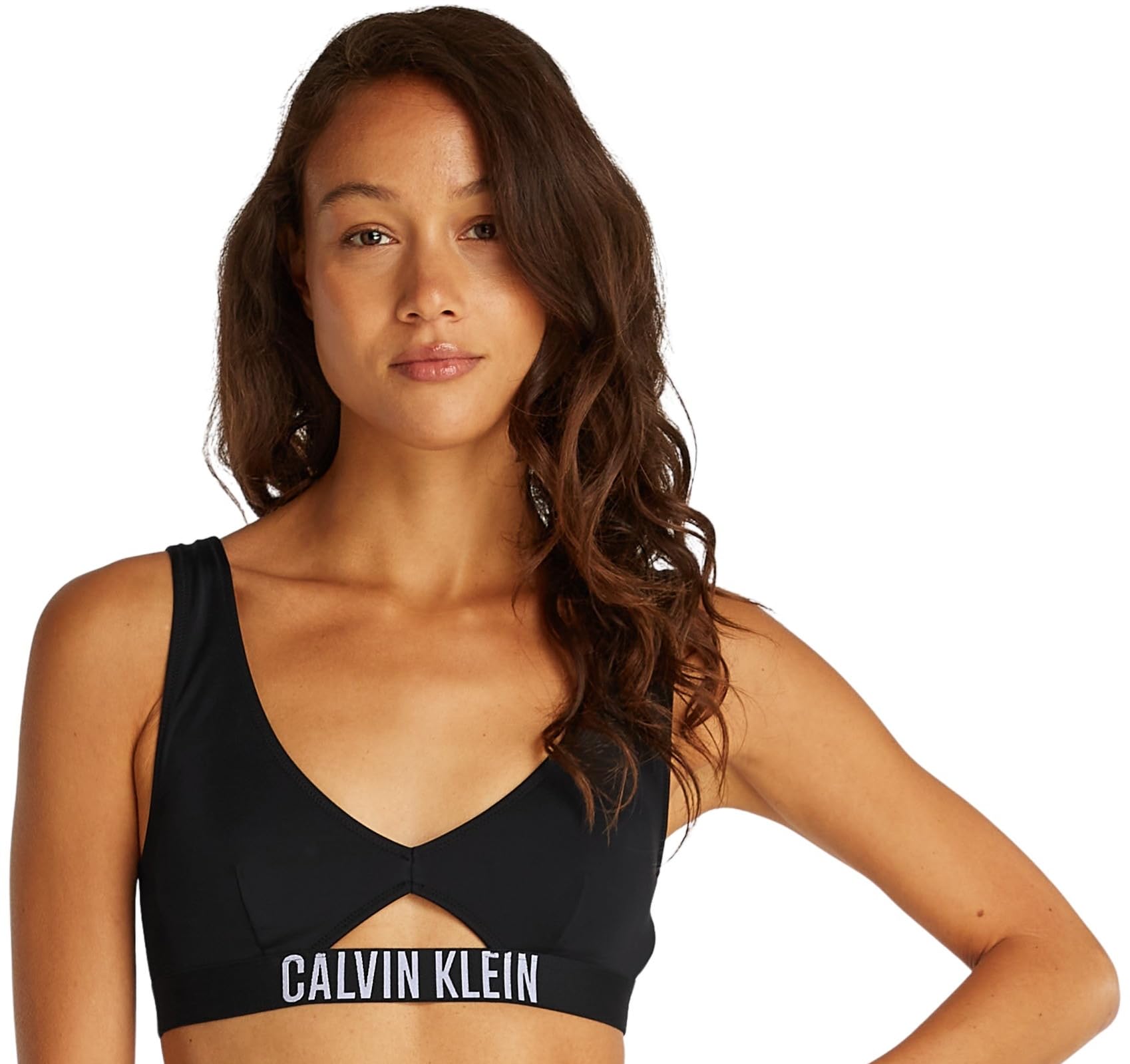 Calvin Klein Women's Black Bralette Swim Top With Removable Pads in Size 12, Sports Direct