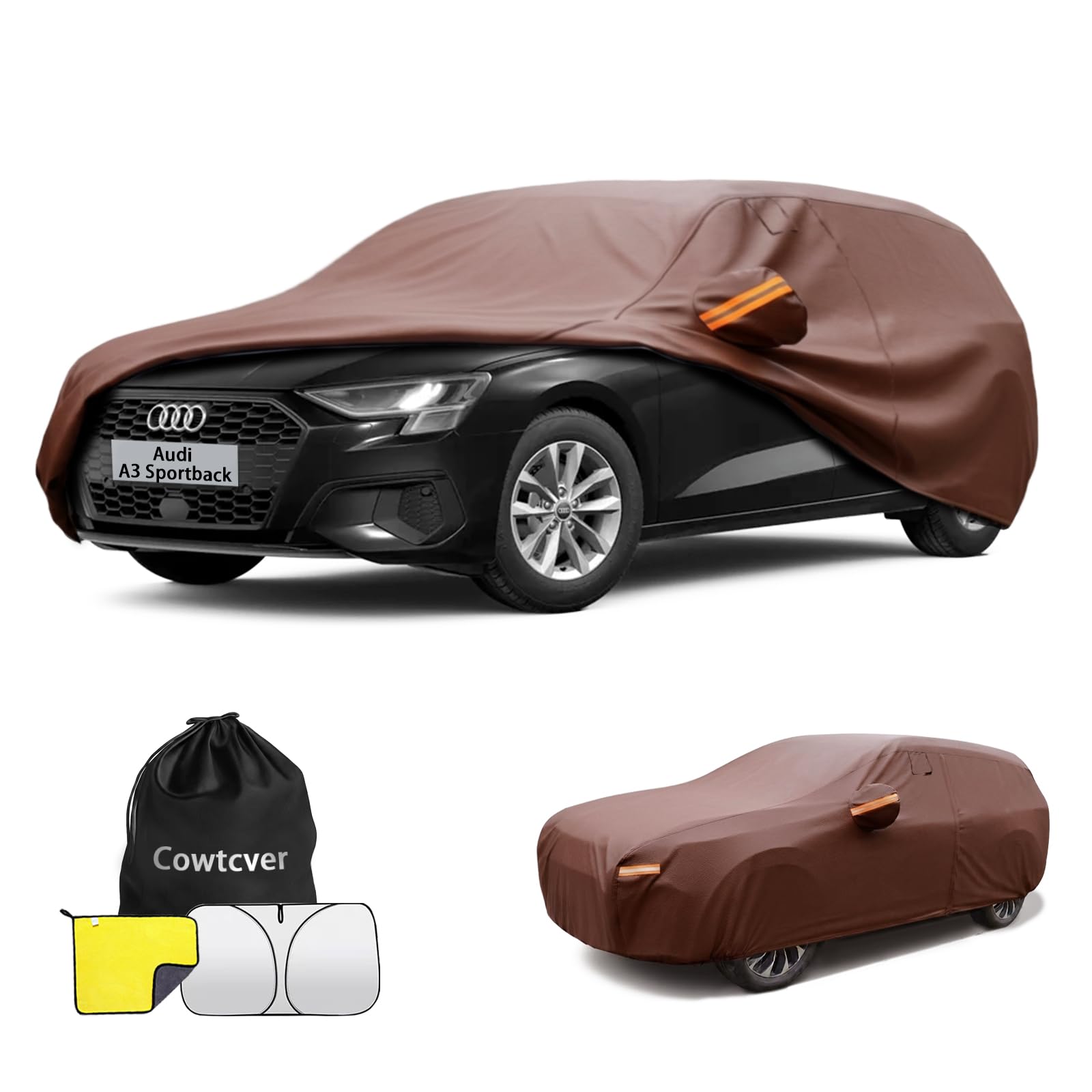 Cowtcver Cubierta de coche impermeable y transpirable, apta para Audi A3 Sportback, cubierta completa para el sol, la lluvia, el polvo, la cubierta del coche.