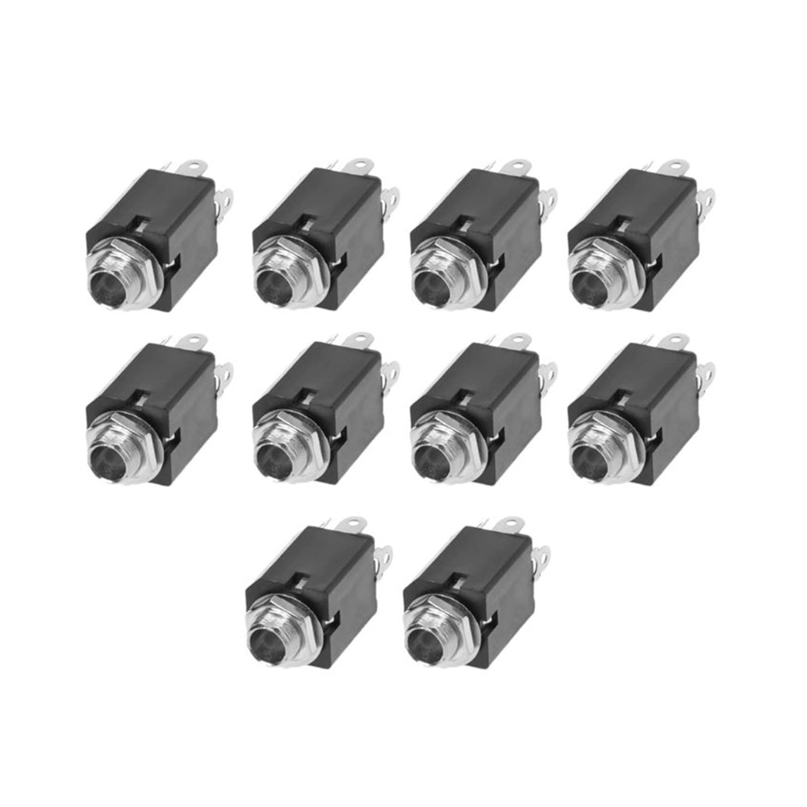 Conector de Audio de 6,35 mm PJ-612 de 3 Pines con Tuerca para Chasis de Altavoces Pack de 10
