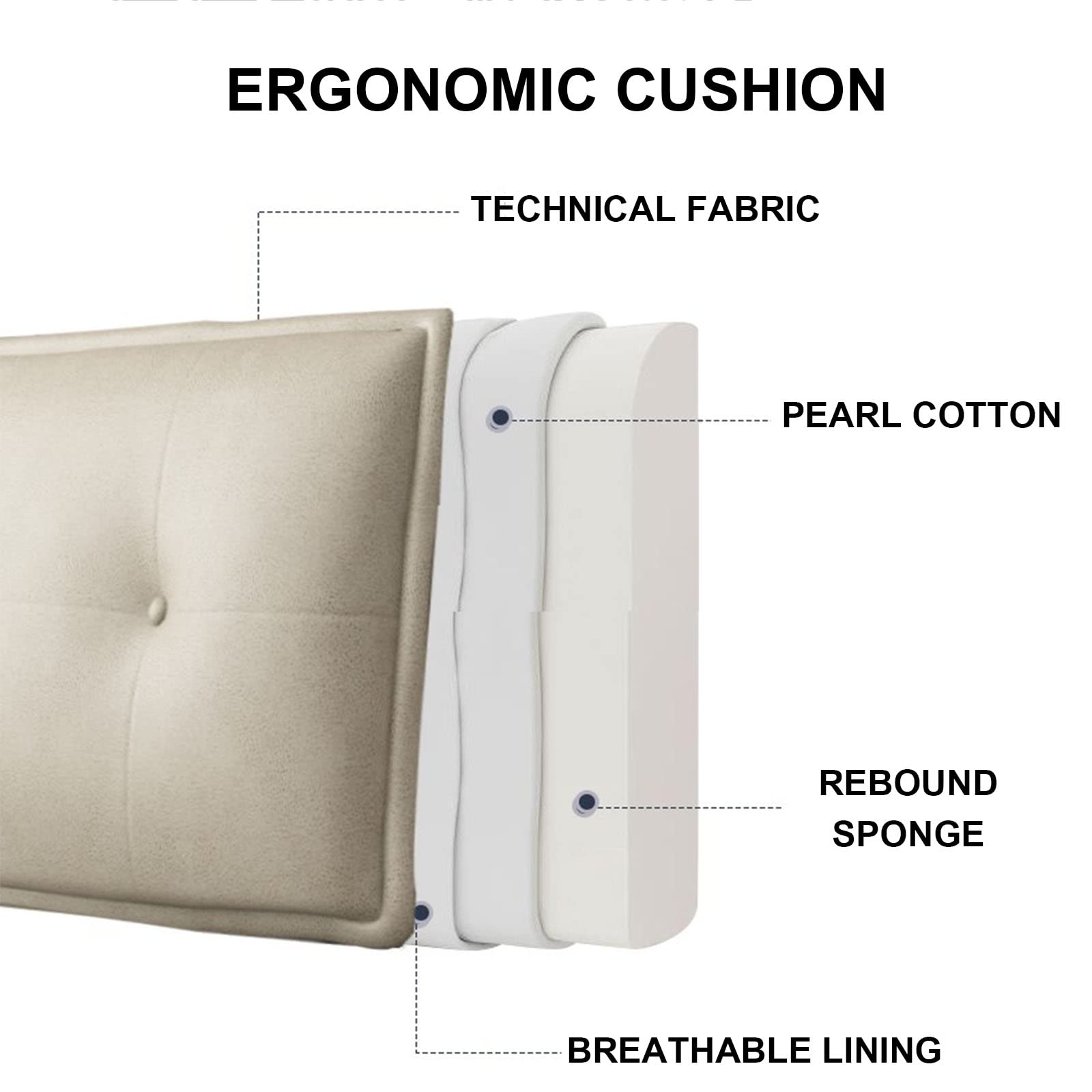 Generic Almohada De Cuña Respaldo Grande Cojín Trasero De Cama Cojín Lumbar Cojín De Descanso Cojín De Cabecera Cojines De Lectura Refuerzo,Café,35.4"/90cm