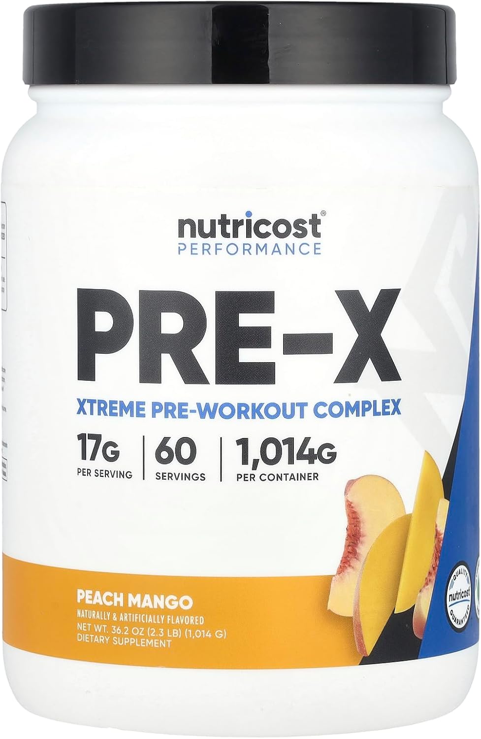 Nutricost Pre-X Xtreme PreWorkout Powder Complex, Peach Mango, 60 Servings, Vegetarian, Non-GMO and Gluten Free